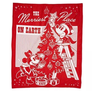 2022 Disney Parks Mickey Mouse Christmas Holiday Cozy Fleece Blanket Throw